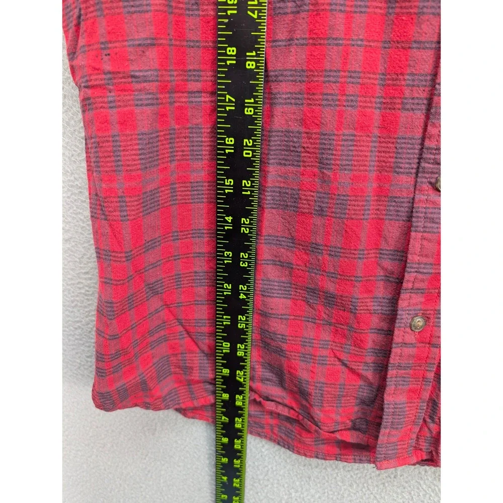 Levi's Plaid Short Sleeve Button Up Shirt Men's M Red Black Cotton Casual Preppy